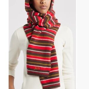 Damson Madder - Stripe Tie Front Hood Scarf